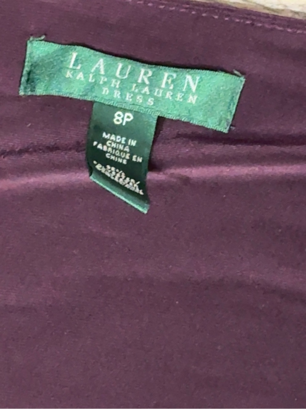 Lauren Ralph Lauren Purple Faux Wrap Ruched Dress Size 8P - Picture 3 of 6